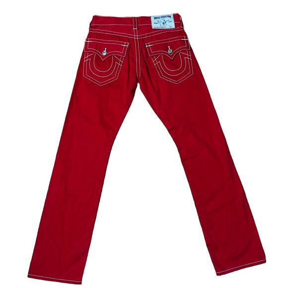 True Religion Red Straight Leg Womens Jeans Size 29 Zip Closure 100% Cotton - Picture 12 of 12